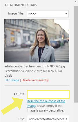 editing alt text in wordpress